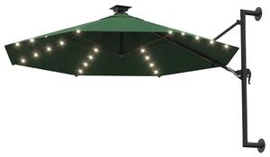 Parasol ogrodowy z LED, ścienny, 300 cm, zielony