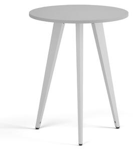 Stolik kawowy PRIMO VIBE, średnica 60 cm, biała podstawa, szary