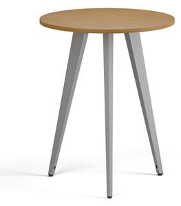 Stolik kawowy PRIMO VIBE, średnica 60 cm, szaro-srebrna podstawa, buk