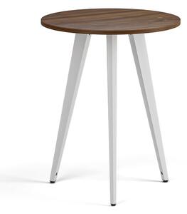 Stolik kawowy PRIMO VIBE, średnica 60 cm, biała podstawa, orzech