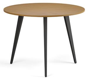 Stolik kawowy PRIMO VIBE, średnica 100 cm, czarna podstawa, buk