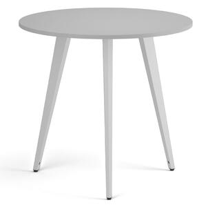 Stolik kawowy PRIMO VIBE, średnica 80 cm, biała podstawa, szary
