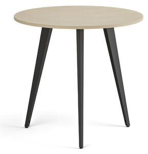 Stolik kawowy PRIMO VIBE, średnica 80 cm, czarna podstawa, brzoza