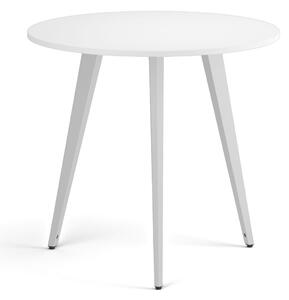 Stolik kawowy PRIMO VIBE, średnica 80 cm, biała podstawa, biały