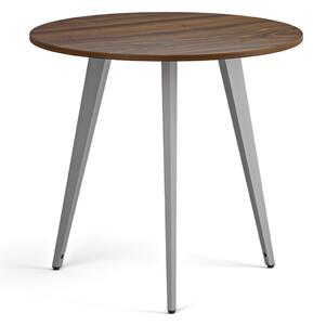 Stolik kawowy PRIMO VIBE, średnica 80 cm, szaro-srebrna podstawa, orzech