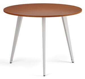 Stolik kawowy PRIMO VIBE, średnica 100 cm, biała podstawa, czereśnia