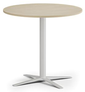 Stolik kawowy AURA, średnica 60 cm, biała podstawa, brzoza