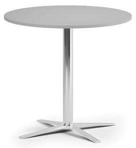 Stolik kawowy AURA, średnica 80 cm, chrom podstawa, szary