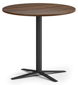 Stolik kawowy AURA, średnica 60 cm, czarna podstawa, orzech