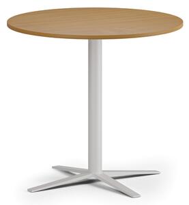 Stolik kawowy AURA, średnica 80 cm, biała podstawa, buk