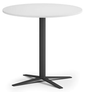 Stolik kawowy AURA, średnica 60 cm, czarna podstawa, biały