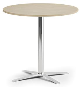 Stolik kawowy AURA, średnica 60 cm, chrom podstawa, brzoza