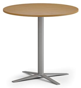 Stolik kawowy AURA, średnica 80 cm, szaro-srebrna podstawa, buk