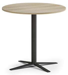 Stolik kawowy AURA, średnica 80 cm, czarna podstawa, dąb naturalny