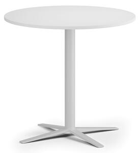 Stolik kawowy AURA, średnica 80 cm, biała podstawa, biały