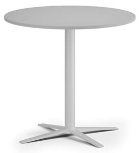 Stolik kawowy AURA, średnica 60 cm, biała podstawa, szary