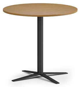 Stolik kawowy AURA, średnica 80 cm, czarna podstawa, buk