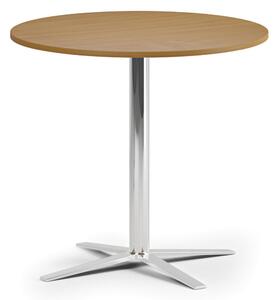 Stolik kawowy AURA, średnica 80 cm, chrom podstawa, buk