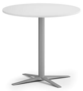 Stolik kawowy AURA, średnica 80 cm, szaro-srebrna podstawa, biały