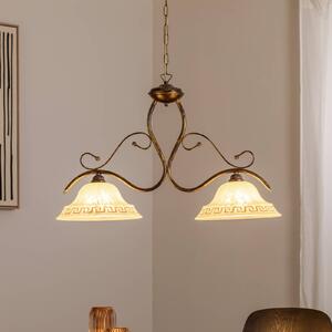 Lampa wisząca szklana BILIARDO GIORGIO ONLI, możliwość ściemniania, brązowy / mosiężny, salon / jadalnia, szkło, dworkowy / rustykalny