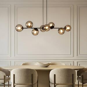 Lampa wisząca szklana Isamer Lindby, możliwość ściemniania, czarny, salon / jadalnia, metal, nowoczesny