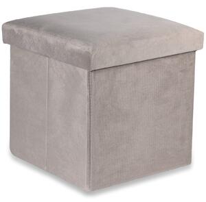 Beżowa składana pufa CUBEXO VELVET M