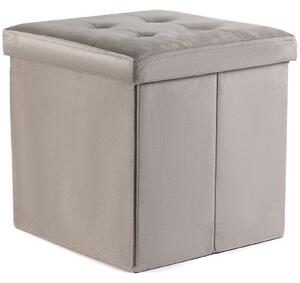 Beżowy składany taboret ZAREX VELVET L