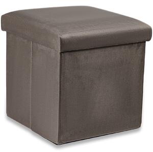 Brązowy składany taboret CUBEXO VELVET M