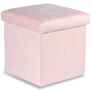 Różowy składany taboret CUBEXO VELVET M