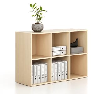 Regał FRAME, niski, 3 kolumny, 881 x 1299 x 450 mm, brzoza