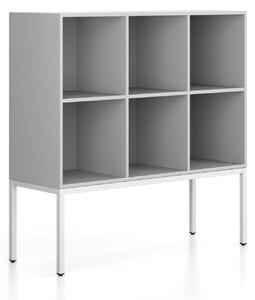 Regał FRAME, niski, z białą podstawą, 1299 x 450 x 1331 mm, szary