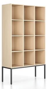 Regał FRAME, z czarną podstawą, 1299 x 450 x 2185 mm, brzoza