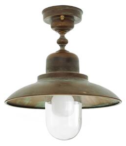 Moretti Luce Lampa sufitowa zewnętrzna Turino, IP44, mosiądz, szkło, Ø 30 cm możliwość ściemniania, brązowy / mosiężny, mosiądz, morski