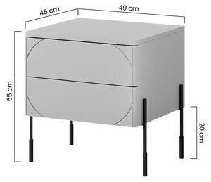 Szafka nocna z dwoma szufladami Sonatia na metalowych nogach 45 cm - oliwka