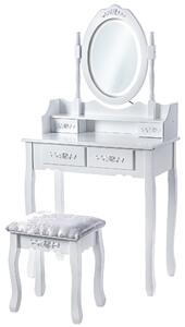 Toaletka z lustrem i taboretem 147 x 75 cm, biała