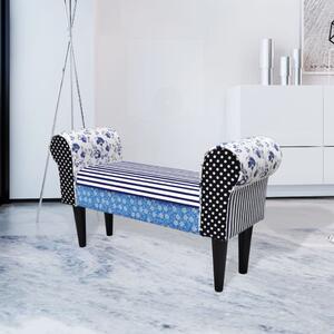 Patchworkowa ławka, niebiesko-biała