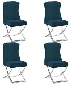 Krzesła stołowe 4 szt., niebieskie, 53x52x98 cm, aksamit i stal