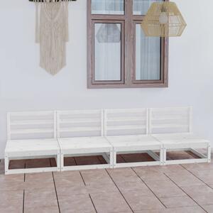 4-osobowa sofa ogrodowa, biała, lite drewno sosnowe