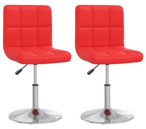 Krzesła stołowe, 2 szt., czerwone, obite sztuczną skórą