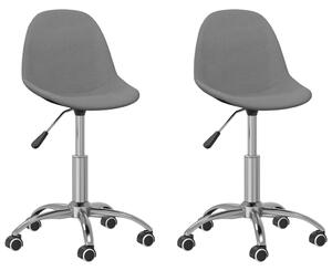 Obrotowe krzesła stołowe, 2 szt., jasnoszare, obite tkaniną