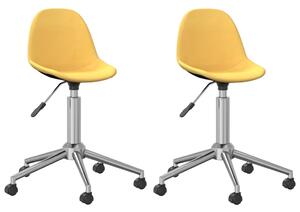 Obrotowe krzesła stołowe, 2 szt., musztardowe, obite tkaniną