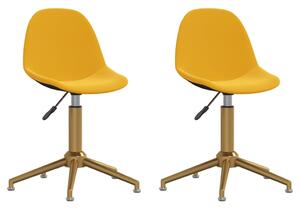 Obrotowe krzesła stołowe, 2 szt., musztardowe, obite aksamitem