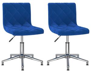 Obrotowe krzesła stołowe, 2 szt., niebieskie, aksamitne