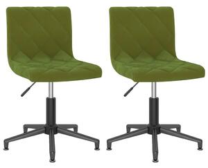 Obrotowe krzesła stołowe, 2 szt., jasnozielone, aksamitne