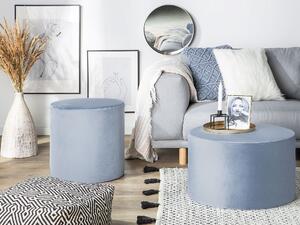Okrągły puf otoman jasnoniebieski welurowy do salonu do sypialni Lovett Beliani