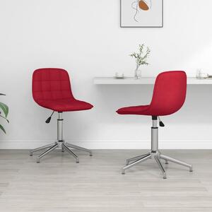 Obrotowe krzesła stołowe, 2 szt., winna czerwień, obite tkaniną