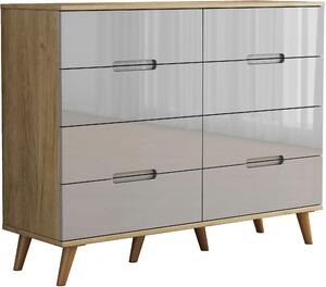 Komoda 120 cm szaro naturalna z czterema szufladami