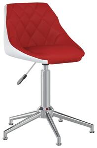 Obrotowe krzesło biurowe, winna czerwień i biel, sztuczna skóra