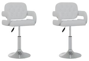 Obrotowe krzesła stołowe, 2 szt., białe, obite sztuczną skórą