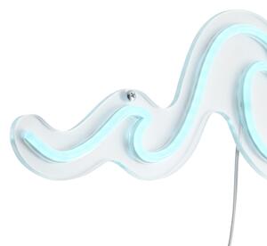 Neonowa lampa ścienna niebieska z LED - Wave